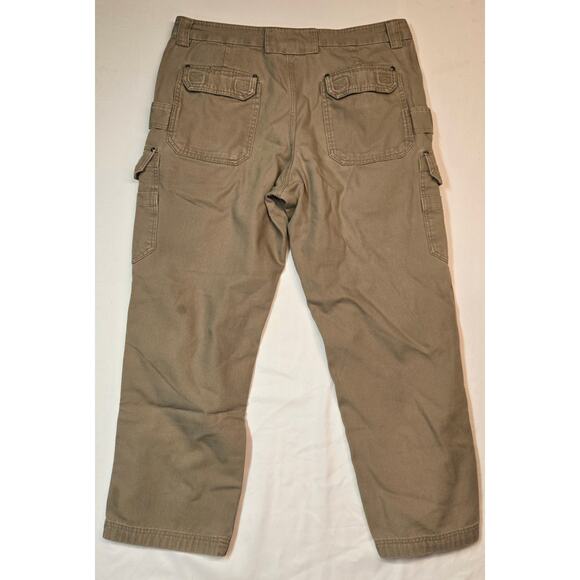 Duluth Trading Co Pants Mens 40x32 Khaki Tan Workwear Relaxed Fit Cargo READ - Picture 2 of 7